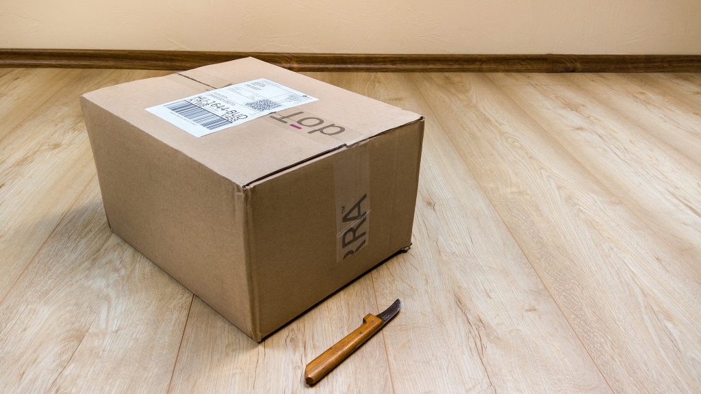A package and a knife to open it