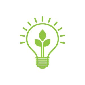 Green environmental light bulb logo