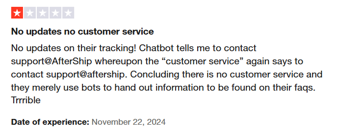 AfterShip review - Poor customer service