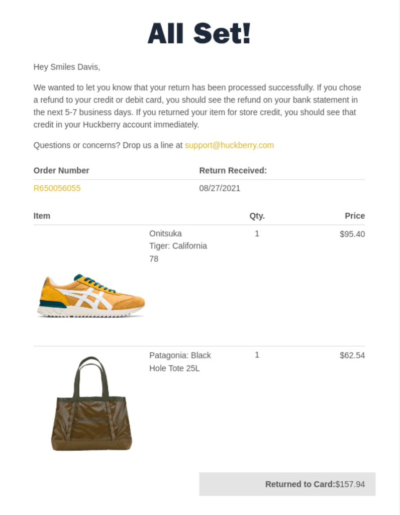 Refund Confirmation Email