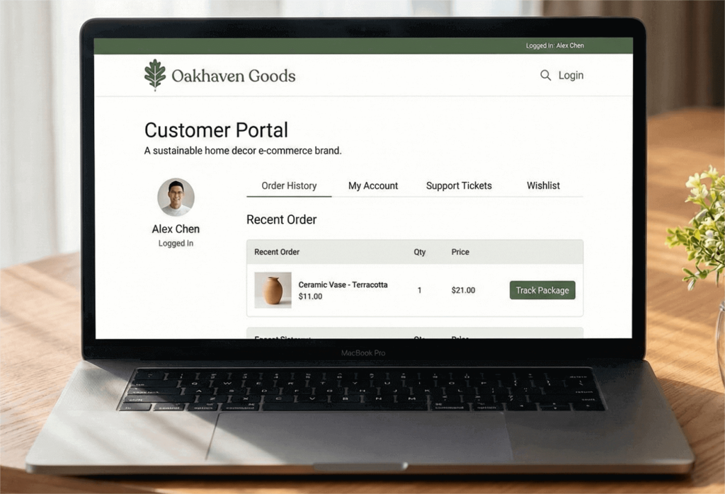 Customer portal's interface