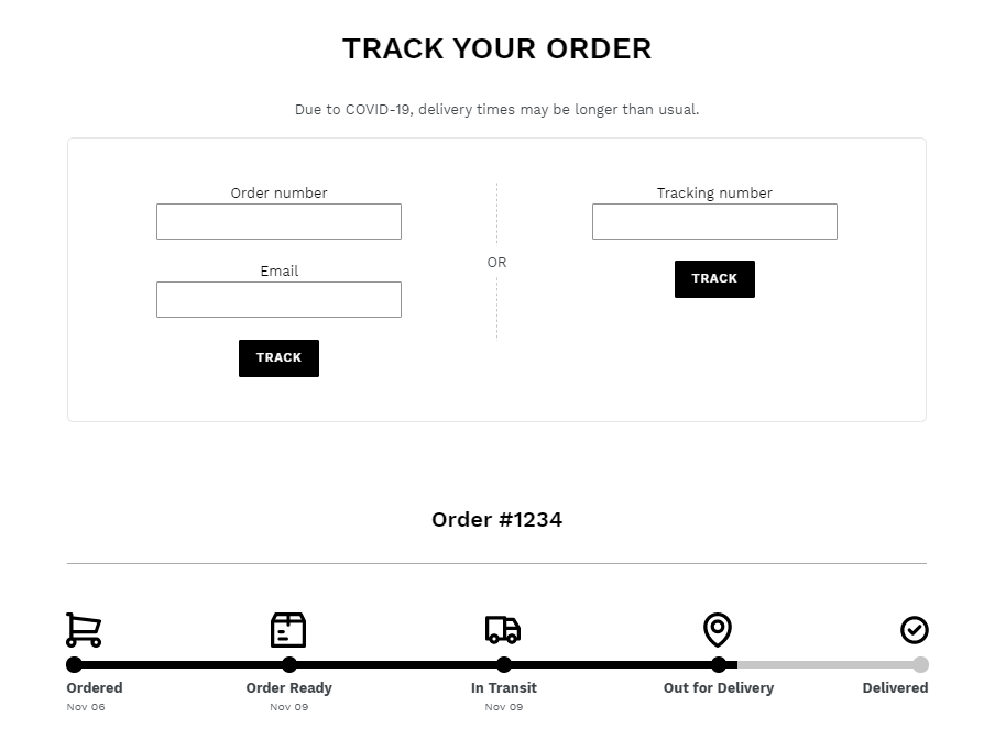 Example tracking page